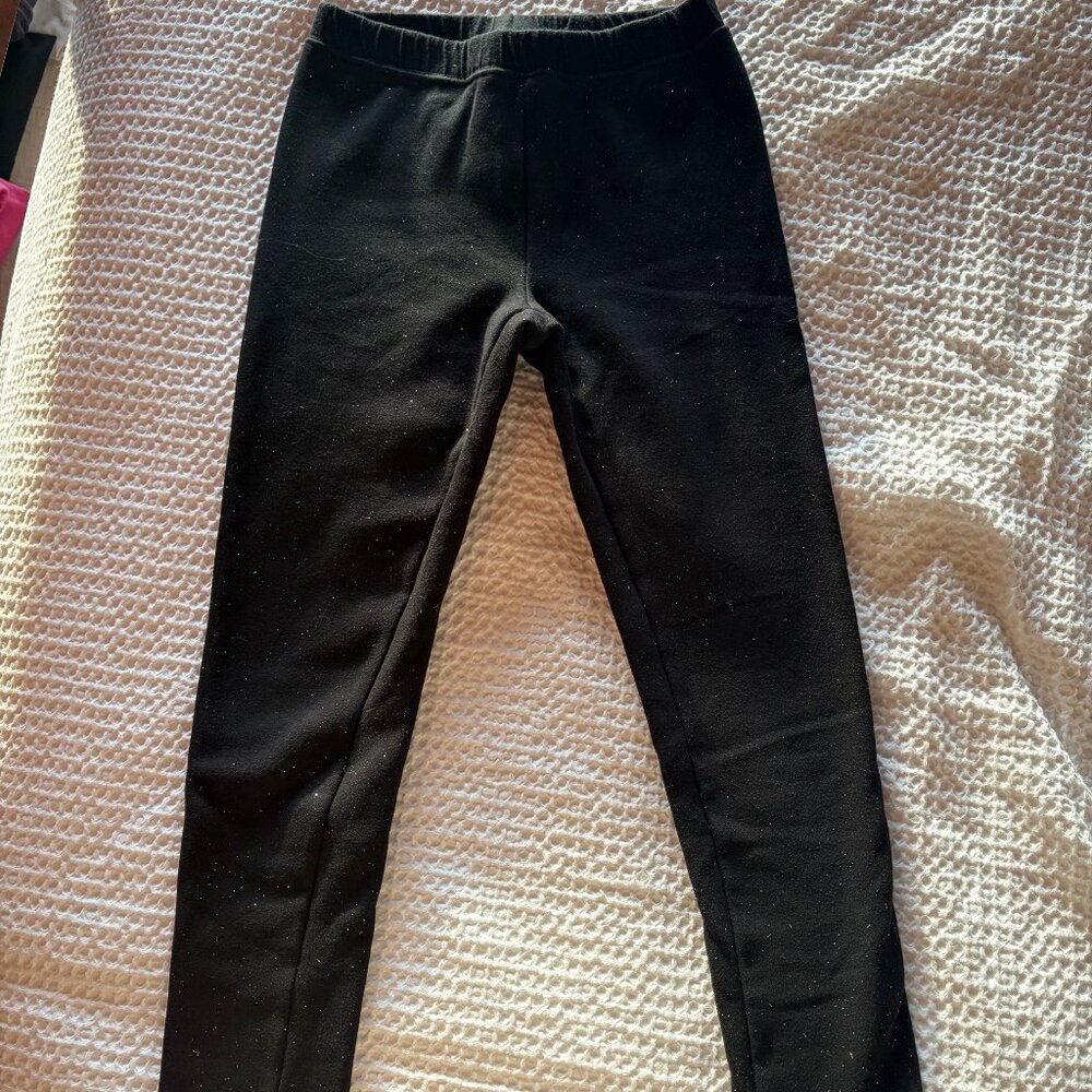 Cat & Jack Girls Black Fleece Lined Leggings 10/12 Sparkle Cozy
